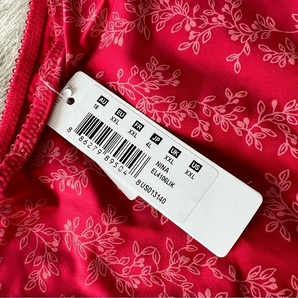 New ELOMI Nina Red Floral Stretch XXL Full Coverage Panties Briefs Underwear Bow - Picture 8 of 8